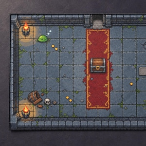Gamingmat, vloer met pixelkunst van bovenaf gezien, kerkerontwerp, decoratie voor fantasy RPG-gamekamer afbeelding 1