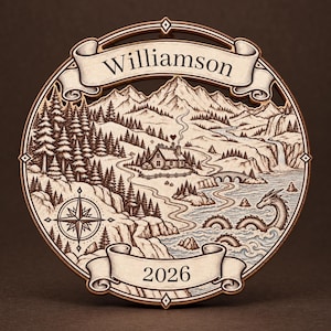New Home Ornament 2026, Personalized Fantasy Map, Housewarming Gift for Couples image 1