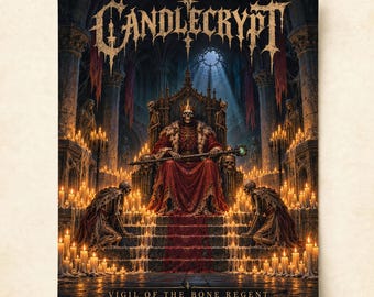 Dungeon Synth Poster, Lich on Throne Dark Fantasy Print, Vintage Album Cover Wall Art