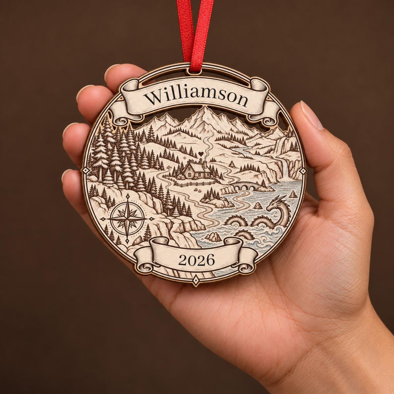 New Home Ornament 2026, Personalized Fantasy Map, Housewarming Gift for Couples image 5