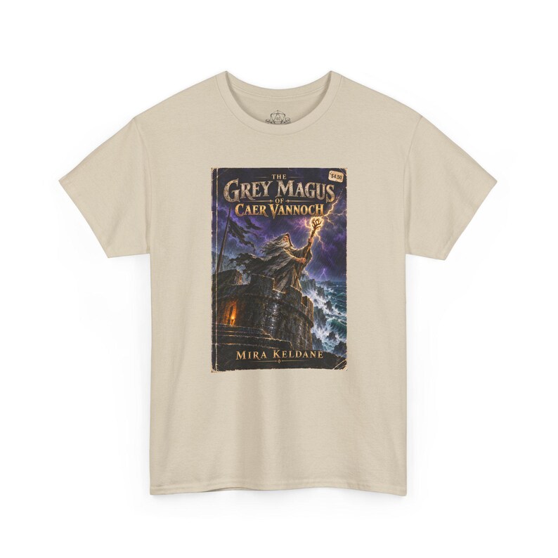 Wizard Fantasy Novel Cover Tee, Retro Paperback Art, Sword and Sorcery Gamer Gift image 5