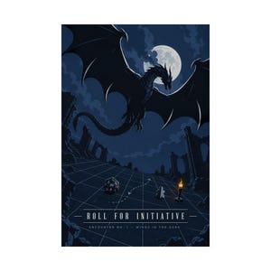 Moonlit Dragon RPG Poster, Fantasy Encounter Art, Tabletop Game Room Decor image 7