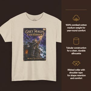 Wizard Fantasy Novel Cover Tee, Retro Paperback Art, Sword and Sorcery Gamer Gift image 4