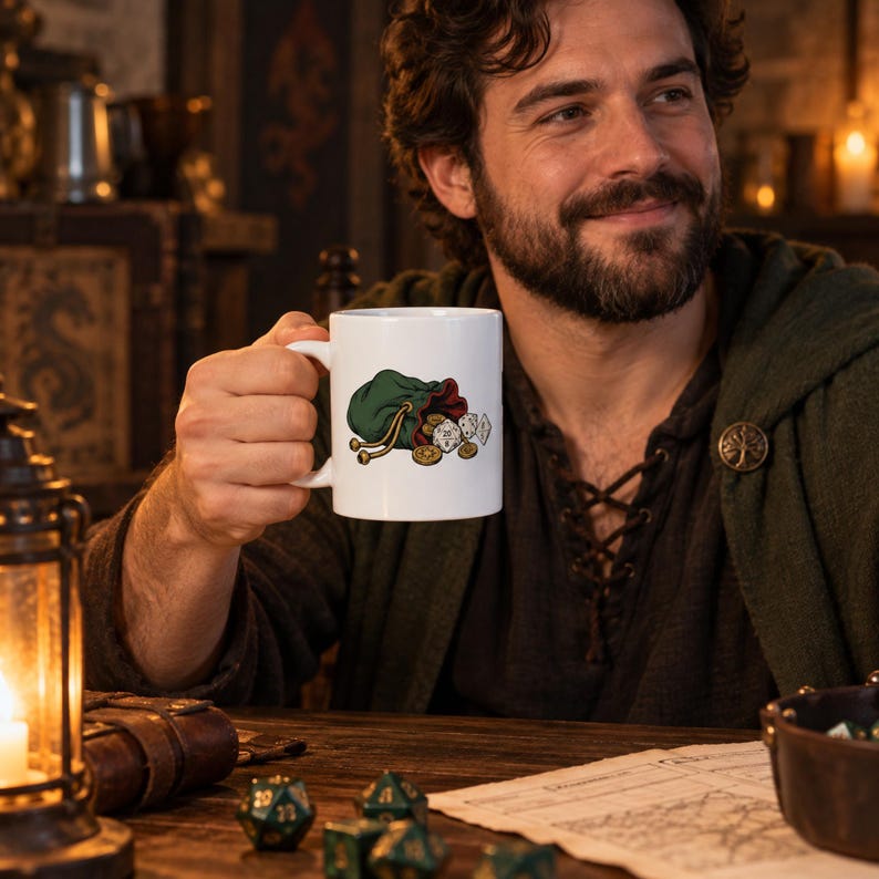Loot Goblin Dice Hoarder Mug, Funny TTRPG Ceramic Coffee Cup for Game Night Gifts image 4
