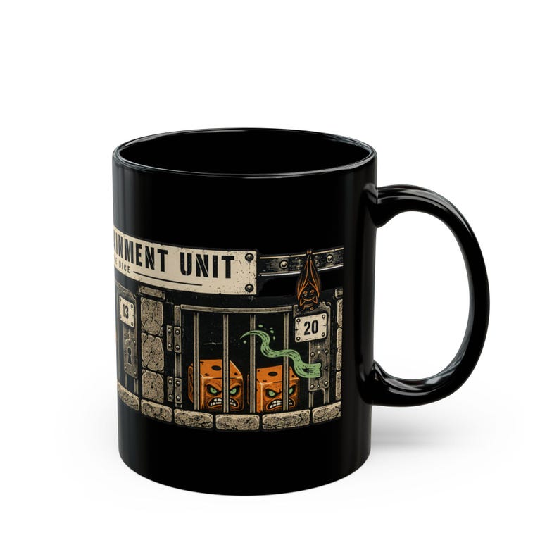Dice Jail After Dark Mug, Cursed Dice Ceramic Cup for TTRPG Halloween Game Night image 5