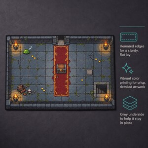 Gamingmat, vloer met pixelkunst van bovenaf gezien, kerkerontwerp, decoratie voor fantasy RPG-gamekamer afbeelding 4