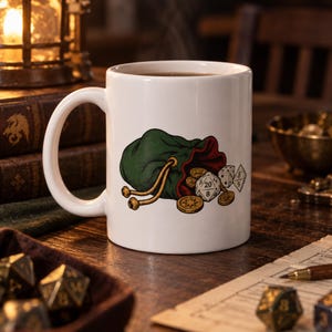 Loot Goblin Dice Hoarder Mug, Funny TTRPG Ceramic Coffee Cup for Game Night Gifts image 2