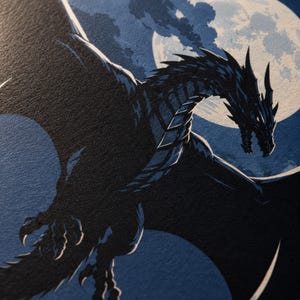 Moonlit Dragon RPG Poster, Fantasy Encounter Art, Tabletop Game Room Decor image 4