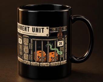 Dice Jail After Dark Mug, Cursed Dice Ceramic Cup for TTRPG Halloween Game Night