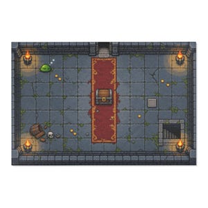 Gamingmat, vloer met pixelkunst van bovenaf gezien, kerkerontwerp, decoratie voor fantasy RPG-gamekamer afbeelding 5
