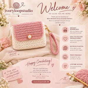 Crochet Mini Wristlet Purse Pattern, Beginner Friendly, Instant Download (PDF)