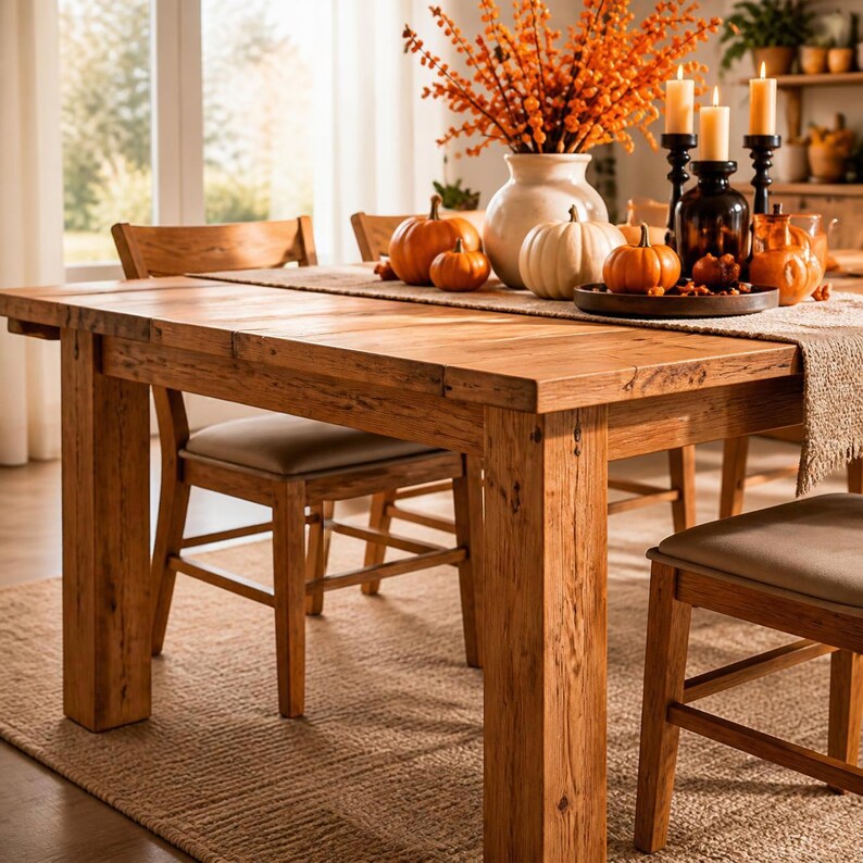 Rustic Pine Wood Dining Table | Farmhouse Kitchen Table | Natural Wood ...