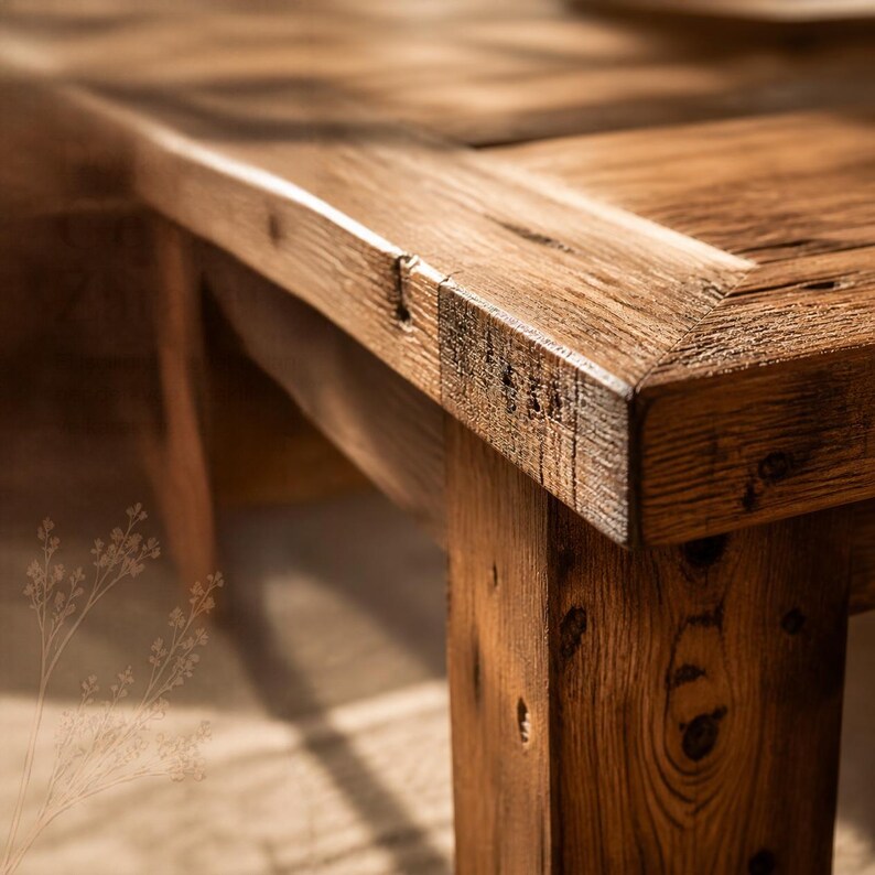 Rustic Pine Wood Dining Table | Farmhouse Kitchen Table | Natural Wood ...