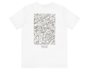T-shirt Cagliari / Maglietta da viaggio Italia disegnata a mano / Maglietta unisex in cotone Maluvo / Regalo Sardegna