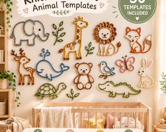 Stickade djurmallar med trådkonst, mönster med djurkonst av trådkonst, trikå och I-cord DIY