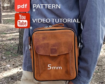 Patroon voor een leren crossbodytas voor heren – PDF-handleiding (steekafstand 5 mm)