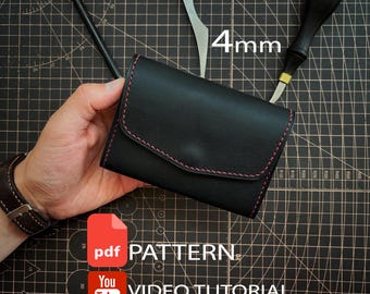 Patroon voor een mini-portemonnee van leer voor dames – (PDF-sjabloon) 4 mm