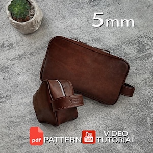 Schnittmuster für eine Kosmetiktasche aus Leder – Reise-Kulturbeutel (PDF + Video-Anleitung) 5 mm