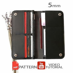 Leather Long Wallet Pattern – A4 Template with Video Tutorial (PDF Download)