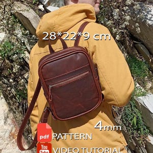 Patrón para mochila urbana de cuero – Paso de puntada de 4 mm, videotutorial (PDF)