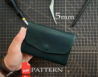 Patroon voor een mini-portemonnee van leer voor dames – steekafstand 5 mm (PDF-download)