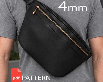 Patroon voor een leren bananentas – Schoudertas, borsttas sjabloon PDF. 4 mm