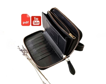 Men's Leather Clutch PDF Pattern – Zipper Wallet Template (4mm Stitch Pitch)