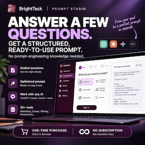 AI Prompt Builder Web App | ChatGPT Prompt Generator for Claude, Gemini & AI | 30 Guided Prompt Tools | Instant Digital Download
