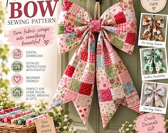 Nähanleitung für eine Patchwork-Schleife (PDF), Schleifenmuster aus Stoffresten, DIY-Nähprojekt