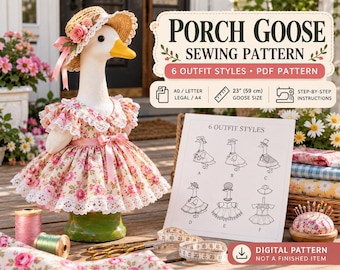 Porch Goose Nähschnittmuster, 23 Zoll Gänsekleidung PDF, Lawn Goose Outfit Schnittmuster