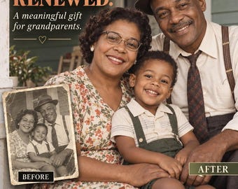 Grandparents Photo Restoration, Restore Old Family Picture, Damaged & Faded Photo Repair, Custom Digital Keepsake
