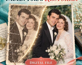 Old Photo Restoration, Repair Faded Blurry Damaged Family Photos, Vintage Photo Retouching, Digital Download