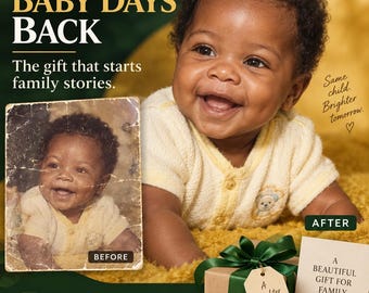 Old Baby Photo Restoration, Repair Faded or Damaged Childhood Pictures, Custom Digital Photo