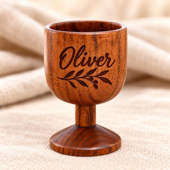 Engraved Mini Wood Goblet, Personalized Name or Initials, Small Wooden Keepsake Gift