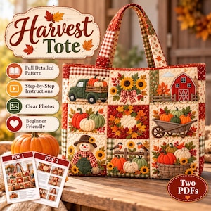 Gewatteerde herfsttas, patchwork herfsttas met pompoenen, oogstmarkttas, boerentas, stoffen schoudertas, cadeau voor haar