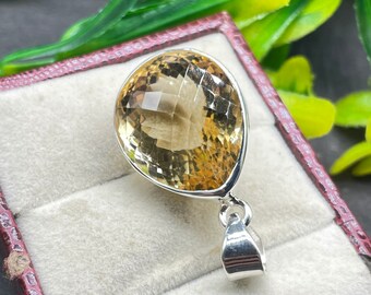 EGL Certified Pear Cut 88.75 Ct Citrine Pendant 925 Sterling Silver AAA Quality Sparkling Rare Found Loose Gemstone