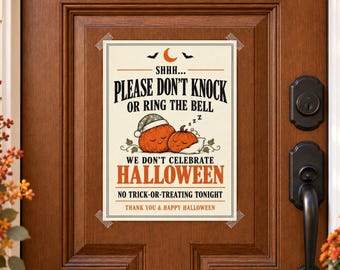 We Don't Celebrate Halloween Sign: Printable No Trick-or-Treating Door Notice, US Letter PDF
