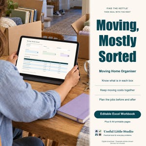 Moving Home Planner for Excel, Packing Tracker, Checklist, Budget and Printable Box Labels