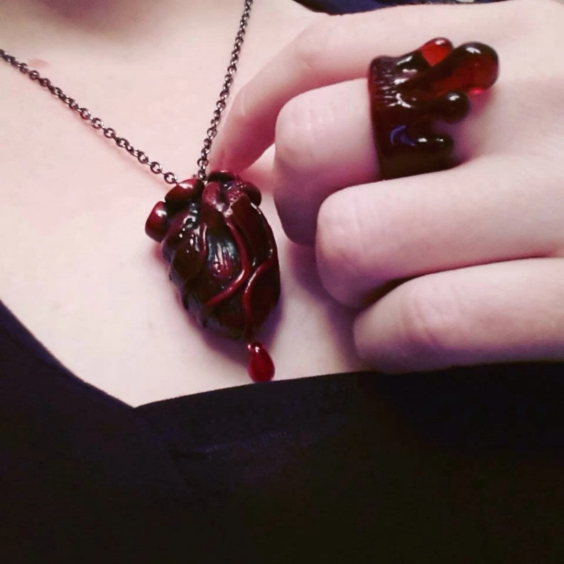 Anatomical Heart Necklace Red Heart Necklace Gothic Etsy UK
