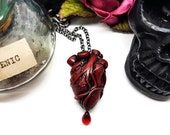 Anatomical Heart Necklace, red heart necklace, gothic Christmas, Valentines gift, medical jewellery, cardiac