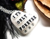 Labyrinth Necklace, white heart necklace, It's Only Forever, David Bowie, Wedding, Crystals, Jareth The Goblin King, valentines gift