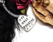Labyrinth Necklace, white heart necklace, It's Only Forever, David Bowie, Wedding, Crystals, Jareth The Goblin King, valentines gift