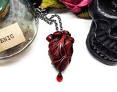 Anatomical Heart Necklace, red heart necklace, gothic Christmas, Valentines gift, medical jewellery, cardiac