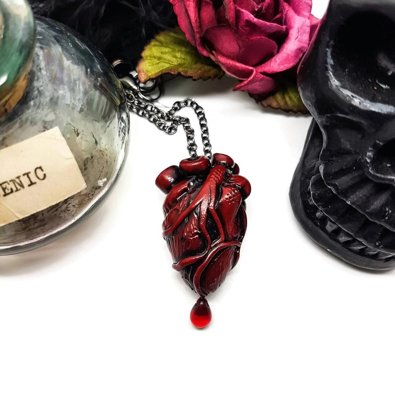 Anatomical Heart Necklace Red Heart Necklace Gothic Etsy UK