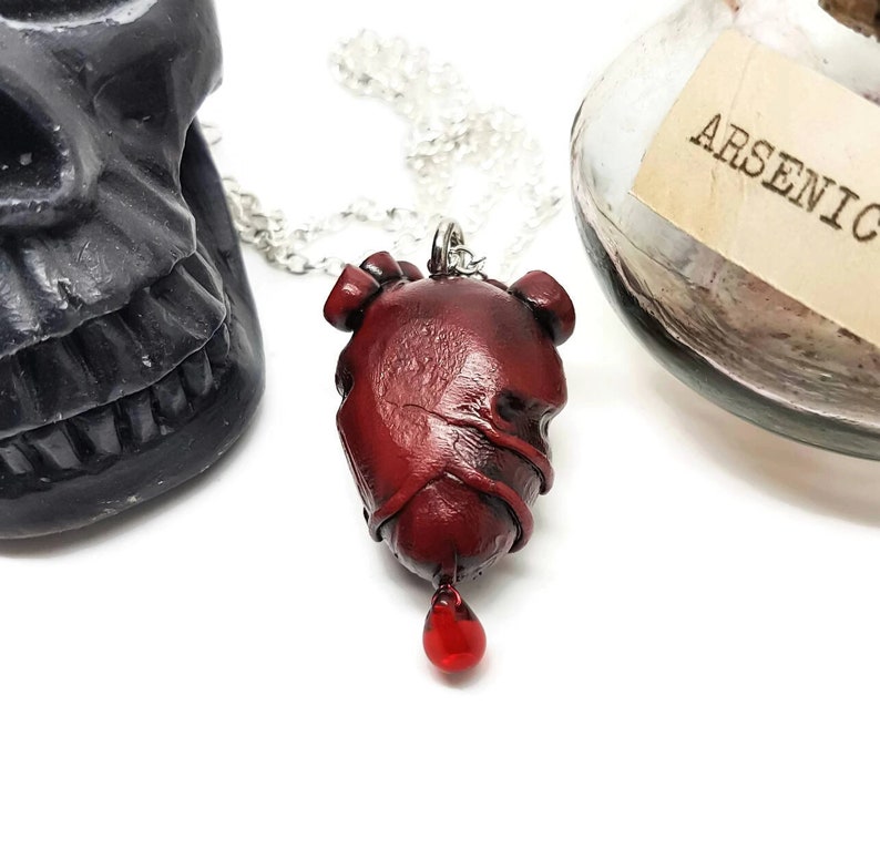Anatomical Heart Necklace Red Heart Necklace Gothic Etsy UK