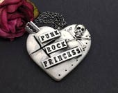 Punk Rock Princess Necklace, Punk Heart Necklace, Rock n Roll Jewellery, gothic Jewellery, gothic heart necklace