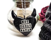 Not Today Satan, Bianca Del Rio, Rupauls Drag race, Devil Horns, Sassy jewellery, gothic heart necklace, devil horns