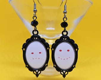 Pendientes de alegría y tristeza, joyería alternativa