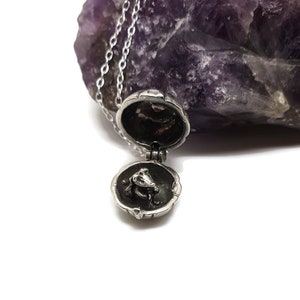 Pumpkin with tiny mouse inside sterling silver necklace, Halloween charm jewellery