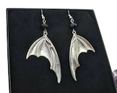 Bat wing gothic earrings, sterling silver or surgical steel ear wires